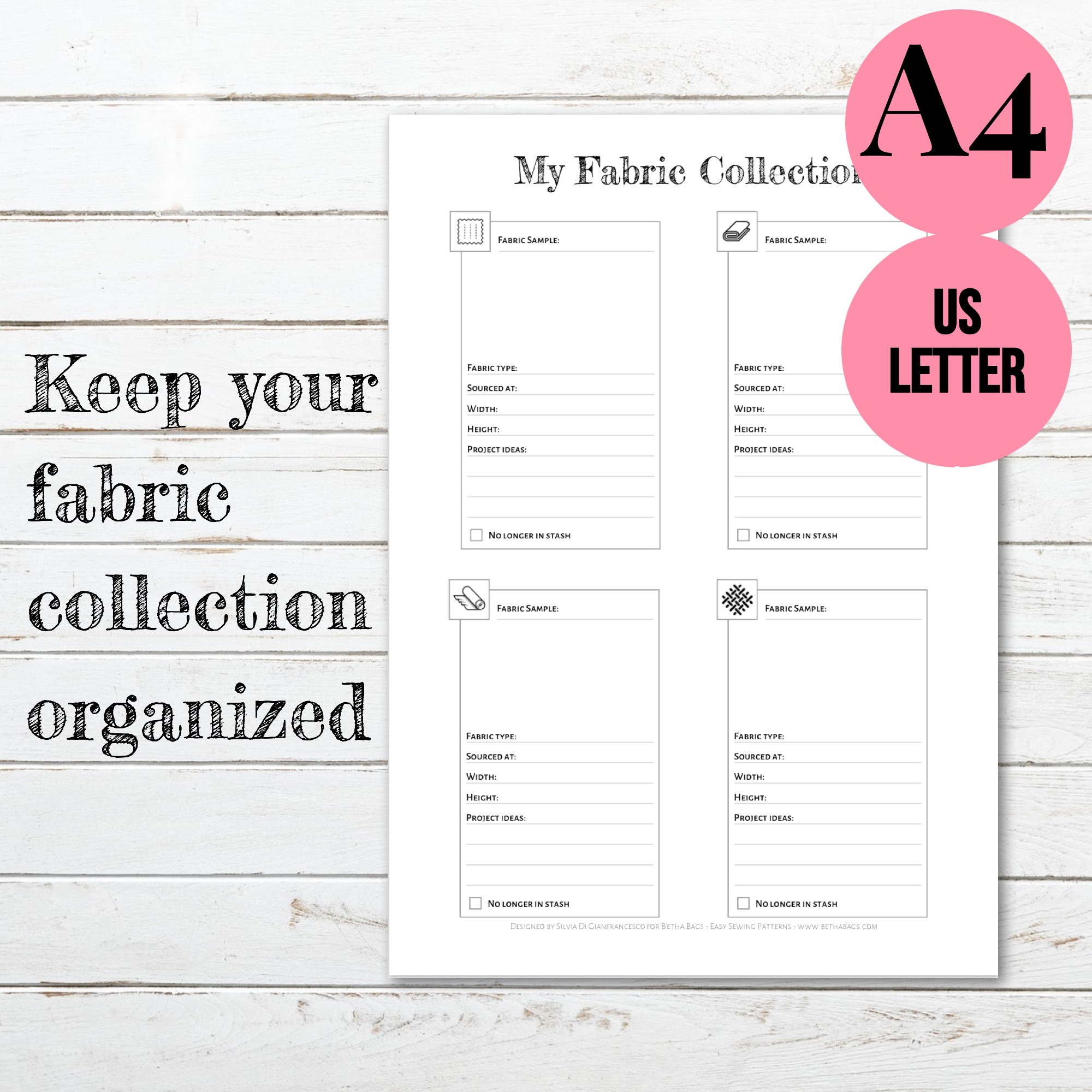 Printable Craft Journal PDF: 4 pages (A4 - US Letter - A5)